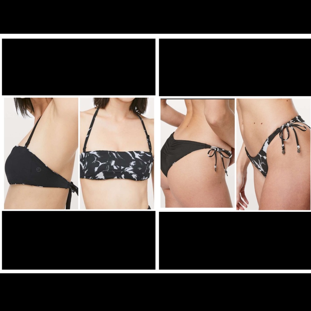 Lululemon Sun Soaker Cheeky Bikini set Mini Flower Pop Silver Lilac/black NWTEUC